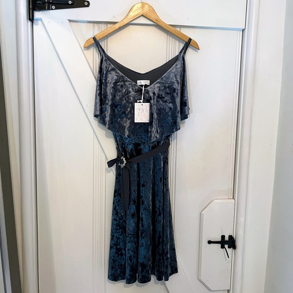 Lauren Conrad Silver Blue Velvet Mini dress
